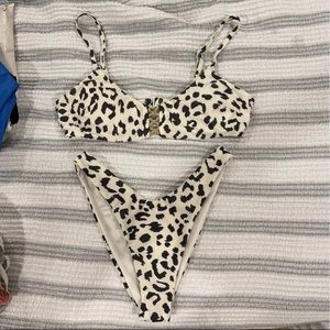 aerie leopard high cut bikini set